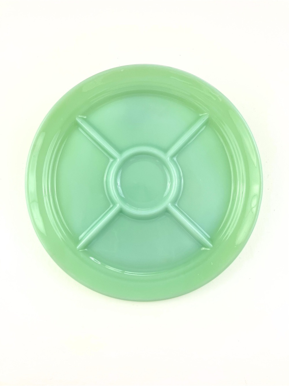 Vintage Fire King Jadeite 5 Section Wagon Wheel Grill Plate 1948-1950